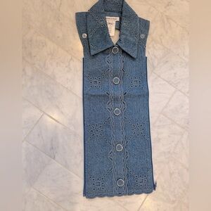 NEW Veronica Beard Denim Greta Eyelet Dickey Insert one size NWT